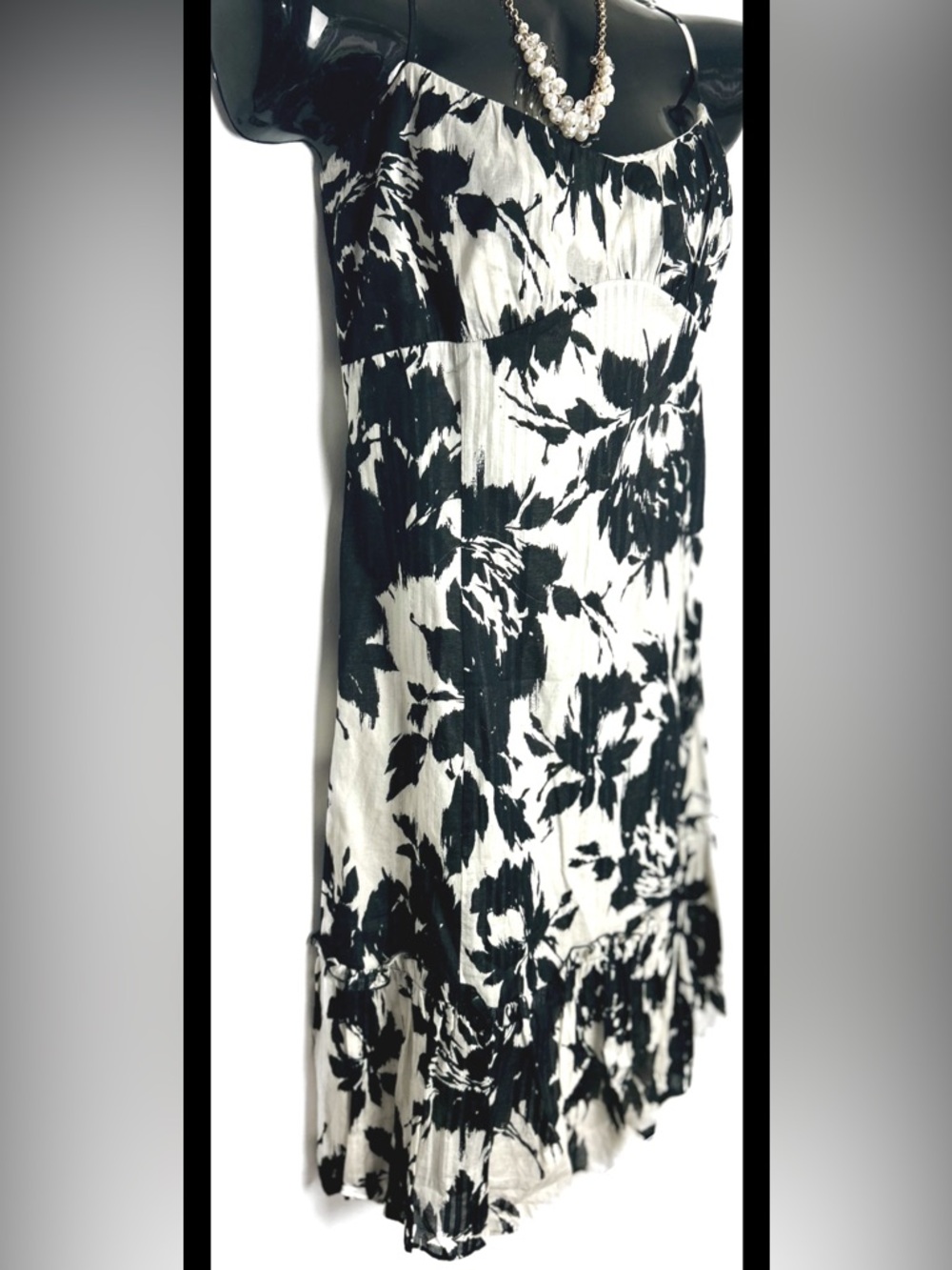 LOFT Black and White Floral Dress